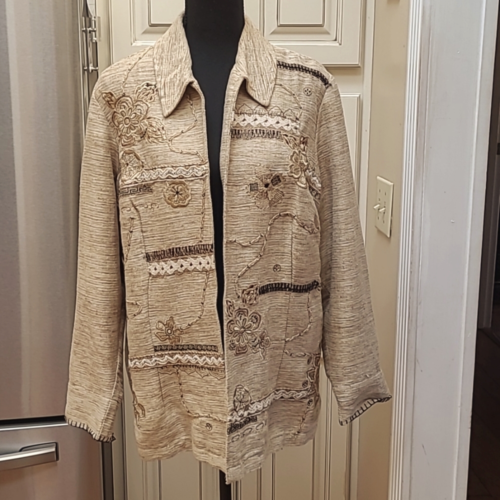 Coldwater Creek Embroidered Patchwork Lined Blazer - image 1